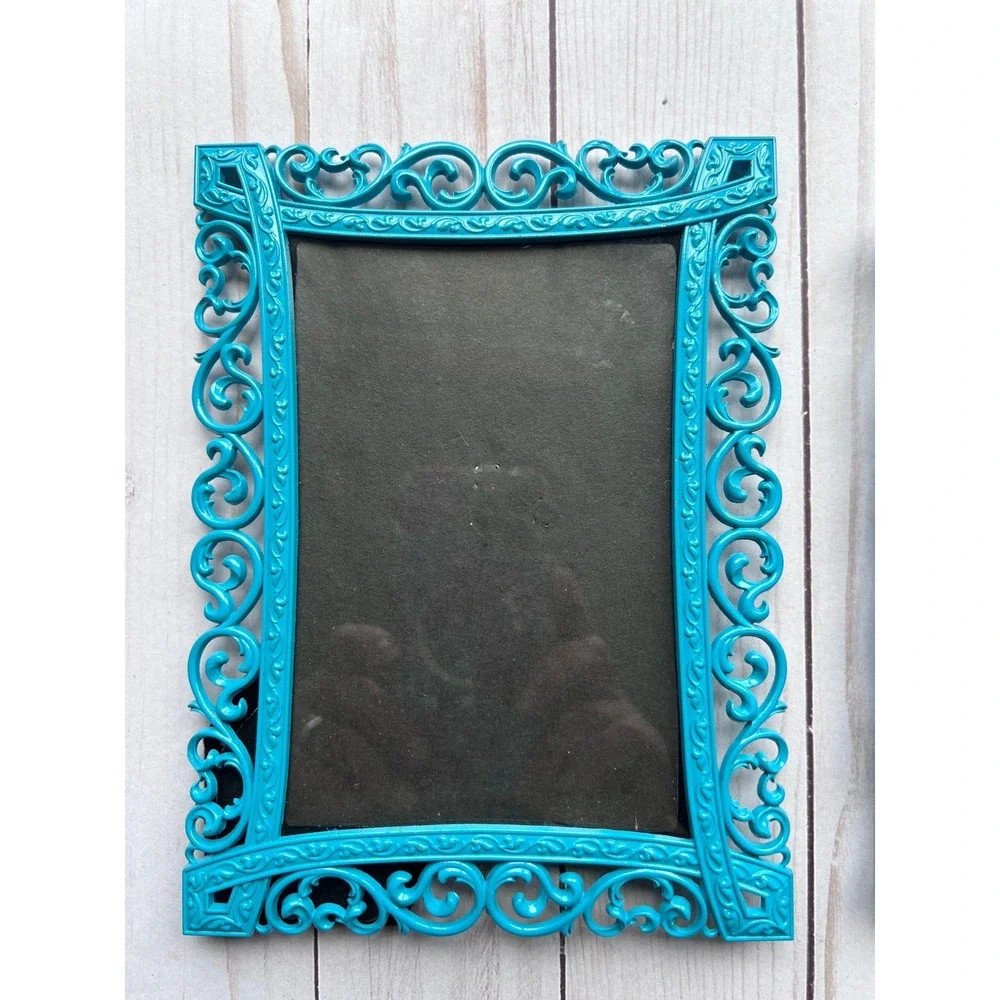 Ornate Rococo Baroque Boho Shabby Chic Turquoise Teal Set of 2 Picture Frames